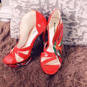 Red Floral Heels!
